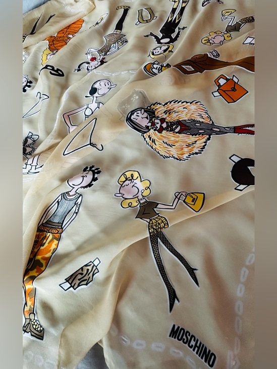 Moschino Accessories - RARE Moschino Olive Oyl Wardobe Popeye Silk Scarf